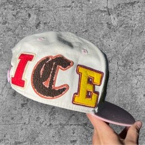 BBC Icecream Patch Letter Cream/ Pink Snapback Hat